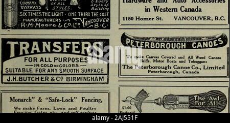 Septembre-décembre 1919 merchandising matériel . Les essieux et ressorts Nous fabriquons le celebratedAnchor andWagon Carnage marque Springs et essieux. Automobile, Ferroviaire, chariot et lourds ressorts.L'essieu Guelph Spring & Company, Limited GUELPH. ONTARIO /§ ?" GhSOYWt j intérieur : T -£, Magasins -comme"CS " ? Les STYLES. &Lt ; Une BulUInf*. riA.u£iIV Fabricants de matériel et de l'Ouest du Canada 1150 Accessoriesin Auto Homer St. VANCOUVER (C.-B.). Monarch & nous rendre ferme, pelouse et PoultryFencing, portes, etc., et de vendre à l'exclus-ively Commerce de matériel. Writefor Agence. Owen Sound Wire Fence Co., Ltd. OWEN Banque D'Images