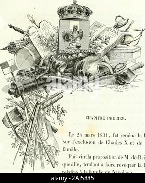 Histoire de la vie politique et privée de Louis-Philippe . ers - 2328 = Altercation outre le dauphin et le duc ne Raguse 9&Lt ; : Louis-Philippe à lHùlel-de-Ville 26410 = Guizot 2724 Louis-Philippe, Marie-Amilie et Madame Adélaïde, en tètedu volume. 2 convoi du général Laniarque 33 M général Bugeaud 73 4 988 Machine Fieschi&Lt ; = Famille dOrléans jusqu'^ 126 g de passage des Portes de Fer 1601 Abd-el-Kader 2008 = Mort du duc dOrléans jusqu'1849 Général Lamorieiere Cavalguac 24910 = Général "68. Le 24 mars 1831, fut ivmlue rexcliision la loisur cdi Charles X et de safamille. Puis vint la proposition de M. de Banque D'Images