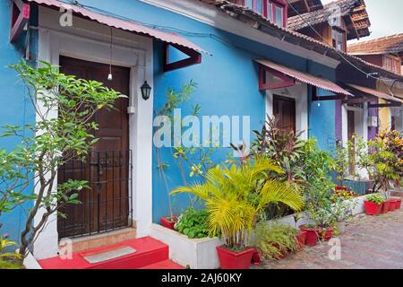 Maisons colorées Fontainhas Panjim Goa Inde Banque D'Images