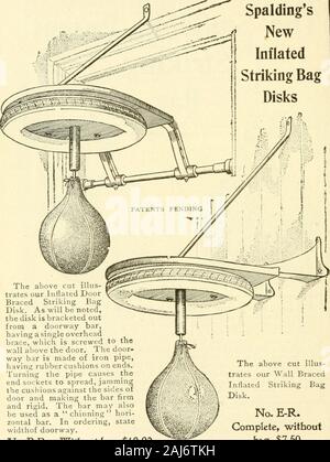 Spalding's comment jouer au foot ball ; . mauvais swing vrai parce qu'il est construit de cette façon. Il cannotmake un faux mouvement, n'importe comment dur il est touché. Aucune boucle à la fere avec corde, et le plus certain, dans l'action de tout le marché. Il est fait avec un cordon autour du cou, comme adraw-chaîne. Gonfler la vessie, supprimez la balle en bois en theopening en haut et tirez la dentelle bien serré ; puis réglementer la longueurde la corde et s'adapter à votre sac de plate-forme. L'IHE Nos 19, 20, 18, 18 sacs 12 bande énumérées ci-contre sont tous faits sur le même pnnci-ple. Les différences dans la qualité du matériel, etc , sont ind Banque D'Images