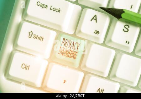 Texte de l'écriture de la vie privée par écrit de l'ingénierie. Photo conceptuelle des systèmes d'ingénierie fournir un niveau acceptable de la vie privée Banque D'Images