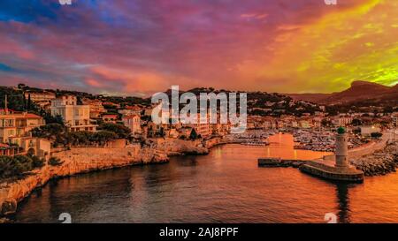 Le port de Cassis Sunrise Banque D'Images