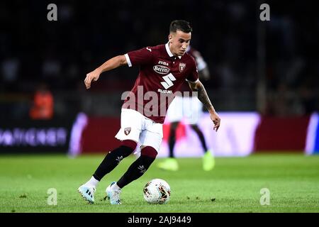 Turin, Italie. 8 Août, 2019 : Alejandro 'Alex' Berenguer de Torino FC en action au cours de l'UEFA Europa League troisième tour de qualification match de foot entre Torino FC et FC Shakhtyor Soligorsk. Torino FC a gagné 5-0 sur le FC Shakhtyor Soligorsk. Credit : Nicolò Campo/Alamy Live News Banque D'Images