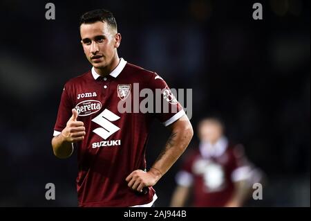 Turin, Italie. 8 Août, 2019 : Alejandro 'Alex' Berenguer de Torino FC au cours de la gestuelle l'UEFA Europa League en troisième tour de qualification match de foot entre Torino FC et FC Shakhtyor Soligorsk. Torino FC a gagné 5-0 sur le FC Shakhtyor Soligorsk. Credit : Nicolò Campo/Alamy Live News Banque D'Images