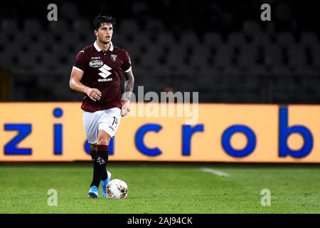 Turin, Italie. 8 Août, 2019 : Kevin Bonifazi de Torino FC en action au cours de l'UEFA Europa League troisième tour de qualification match de foot entre Torino FC et FC Shakhtyor Soligorsk. Torino FC a gagné 5-0 sur le FC Shakhtyor Soligorsk. Credit : Nicolò Campo/Alamy Live News Banque D'Images