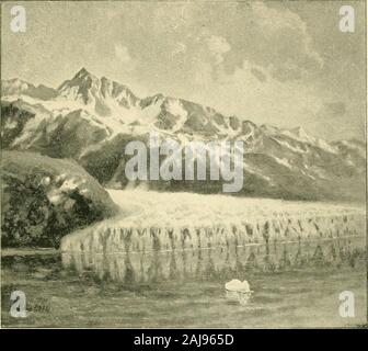 L'Alaska, ses eaux, à la terre et de la vie ; une conférence illustrée . L'Ar.EXANDRIA. Archipel ET LA PÉNINSULE DE L'ALASKA.. falaises scintillantes qui prends deux cents pieds du bord de l'eau ; et si nous nearthem nous découvrirons ce haut, large visage d'être de la glace, mais sometimesof généralement opaque, transparent, bleu scintillant irridescent, avec le soleil, et superbement sculpté, gougedinto d'innombrables dessins de saillie et la dépression, beaucoup de grande taille, quelques highlyarchitectural, fleuri. Ce sont les résultats de l'meltings et inégale les fractures d'aglacier qui se déplace à une vitesse de 60 fe Banque D'Images