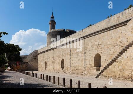 Reste de la muraille de la ville de Aigues Mortes, terre de Camargue et de la Provence, ville médiévale et l'histoire, le Gard, France Banque D'Images