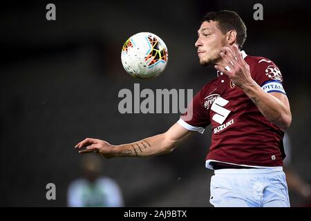 Turin, Italie. 25 Août 2019 : Andrea Belotti de Torino FC en action au cours de la série d'un match de football entre Torino FC et l'US Sassuolo. Torino FC 2-1 plus de US Sassuolo. Credit : Nicolò Campo/Alamy Live News Banque D'Images