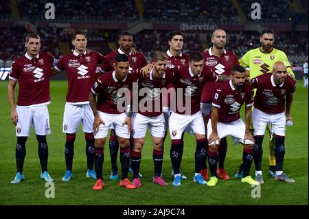 Turin, Italie. 25 Août 2019 : Les joueurs de Torino FC posent pour une photo de l'équipe avant la série d'un match de football entre Torino FC et l'US Sassuolo. Torino FC 2-1 plus de US Sassuolo. Credit : Nicolò Campo/Alamy Live News Banque D'Images