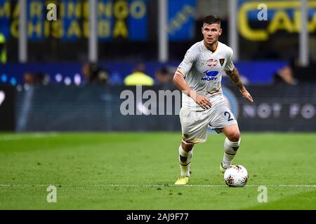 Milan, Italie. 26 août, 2019 : Marco Calderoni de US Lecce en action au cours de la série d'un match de football entre l'Internazionale FC et l'US Lecce. Internazionale FC a gagné 4-0 sur nous Lecce. Credit : Nicolò Campo/Alamy Live News Banque D'Images