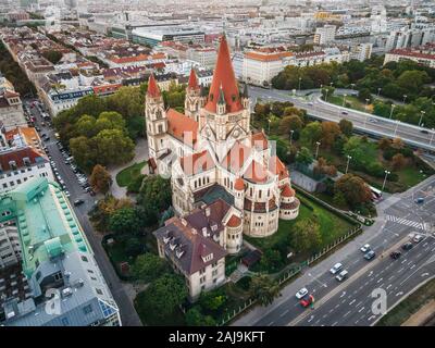 Vienne, Autriche, vue aérienne de Saint François d'assise. Banque D'Images
