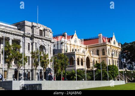 La Maison du Parlement, par John Campbell, 1922, Edwardian style néoclassique, et la Bibliothèque du Parlement, Wellington, Nouvelle-Zélande Banque D'Images