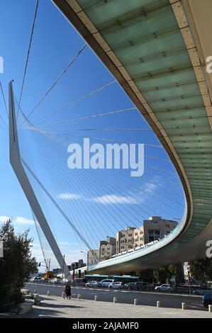 Tramway de Jérusalem Bridge Banque D'Images