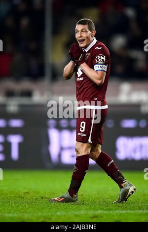 Turin, Italie - 21 Décembre, 2019 : Andrea Belotti de Torino FC réagit au cours de la série d'un match de football entre Torino FC et SPAL. SPAL 2-1 sur Torino FC. Credit : Nicolò Campo/Alamy Live News Banque D'Images