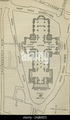 Londres et ses environs : un guide pratique pour la métropole et ses environs, illustré par des cartes, plans et vues . es sont faites :- à la murmurer, Pierre, et galeries d'or, 6d.  ; Pour theLibrary, grand escalier, Bell, géométrique et Modèle Prix,6d. ; à la crypte, où sont les tombeaux de Nelson et Welling-tonne, 6d. ; à l'Horloge, 2d. Et à la balle ;, Est. 6d. Il est bien regrettable qu'aucun général yievr ofSt complète. Pauls est obtenue, en raison de la proximité de maisons ; thesurrounding mais aucune vue n'est plus frappant que thatfrom Blackfriars Bridge, bien que l'ensemble de la Banque D'Images