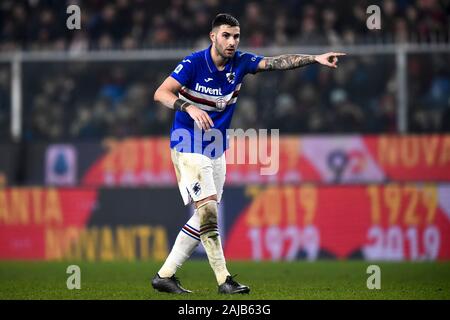 Gênes, Italie - 14 Décembre, 2019 : Nicola de Murru UC Sampdoria gestes au cours de la serie d'un match de football entre Gênes et l'UC Sampdoria de CFC. UC Sampdoria Gênes 1-0 remporté plus de CFC. Credit : Nicolò Campo/Alamy Live News Banque D'Images