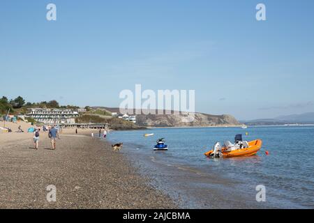 Plage Abersoch Gwynedd Pays de Galles côte sud Llyn Peninsula populaire ville côtière de bord de mer Banque D'Images