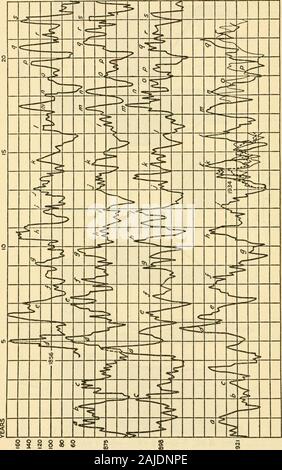 Smithsonian Miscellaneous Collections . (J&Lt ;- 7 an. -H Fig. 12.-23- et 46 ans périodicité de St.. Petersburgtemperatures Est i6 Smithsonian Miscellaneous Collections VOL. 122. J 8 n 8 8 S g 1VWW0N33 en 3d*no 4 variations solaires, ÉLÉMENTS MÉTÉOROLOGIQUES-abbé 17 prédéterminés par les variations solaires, renvoi n° 18 ci-dessus. Il showshow les caractéristiques des précipitations à Peoria, 111., tendance à répéter eux-mêmes à des intervalles de un peu moins de 23 ans. tlO  + 8  + 6 I-  + 2 $ 0 a o z o zuj -g A 1 / r T T T II 13 ans 15 19 23 Fig. 13A.-dire 22§-ans dans le sud de la Nouvelle-Angleterre des précipitations. Années 1750 à 193 Banque D'Images