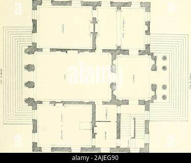 Une histoire de l'architecture française à partir de la mort de Mazarin jusqu'à la mort de Louis XV, 1661-1774 . [Rcrcllc. L'ÉLÉVATION ET PLAN DE MASSE DU CHÂTEAU PIERRE dISSL I.ULLET (p. J44) [l. 10 P. 144 BULLET 145 face à l'ordre l'histoire de grenier pour l'avant du corps. Malgré les licences ofcertain Blondel considéré comme un chef-d'Issi. En 1702 Bullet conçu une maison dans le nouveau PlaceVendome Crosat pour Antoine, un riche financier, et en 1707 l'housenext Crosats porte, pour son beau-fils, le Comte dEvreux. Il alsocarried dans l'hôtel de Saint Pol (vielle rue du Temple) altérations someimportant Banque D'Images