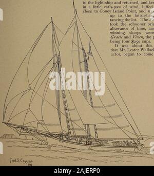 Yachts et yachting : avec plus de cent dix illustrations . Lantic club a commencé à entrer dans la proéminence,avec M. William Voorhis comme ses commo-dore, et la goélette TiWa/ vague comme sa du fait que l'excellent départ - wasadopted startingyachts de la façon la plus juste qui n'a pas encore été tenté - et elle aussi remarquable par le fait que beaucoup de finesse inan goélettes, thelittle lanthe, le plus lent très du lot,battre tous sans provision de temps.Quand tous sauf elle avait été à l'extérieur et la lumière autourdu revenaient, ils mether bouée au bar de l'État. Ils allgot Banque D'Images