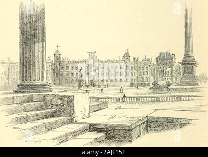 Promenades dans Londres . tins : comme il est, c'est misérable. L'amende, jusqu'à dernièrement, le portique viewfrom a été totalement ruiné par la destruction de Northum berland-chambre. La figure de Minerve à l'extrémité du bâtiment 1 Voir Rev. W. G. Humphrys Histoire de la paroisse de Saint Martins-dans-le-champs.- Le mot mew a été appliquée par les fauconniers de la mue des oiseaux ; c'est mot theFrench mue, dérivé du latin mutare, pour changer. 6 Promenades dans Londres face à la Martins est un peu de la modification dans une figure d'Britanniaintended par George IV, à l'ornement de Marble Arch. Le wingby Barry a été érigée en 1876. Banque D'Images