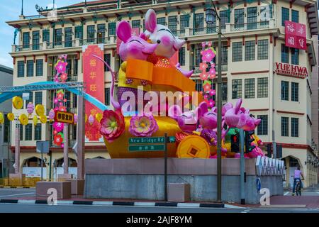 Chinatown Singapour prépare à célébrer l'Année du Rat Nouvelle Année Banque D'Images