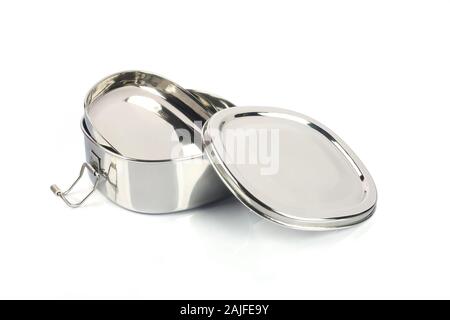 Boîte à déjeuner en acier inoxydable de fabrication indienne Banque D'Images
