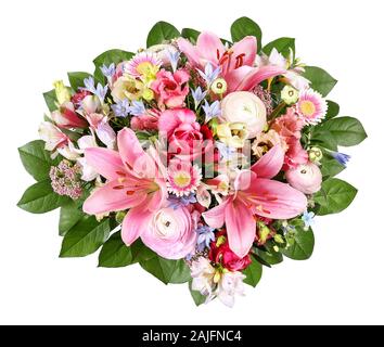 Bouquet de fleurs avec ranunculus et lilies Banque D'Images