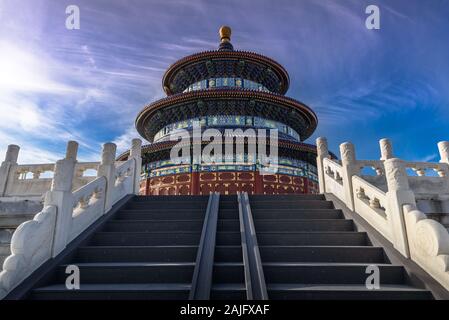 Beijing, Chine: Belle vue du Temple du ciel (Temple Tian Tan) le 'Hall de prière pour Une Bonne récolte' personne, personne Banque D'Images