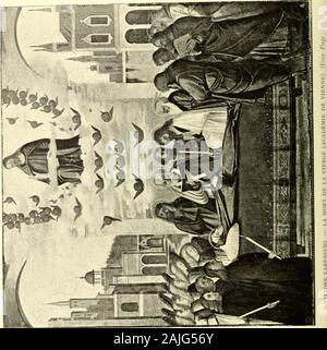 Vittore Carpaccio : la vie et l'œuvre du peintre . O &lt;NH " S 5 Carpaccio de minerai. Planche 87. Page 234.. Vitt&Lt ; re Carpaccio planche 88. Page : LES TABLEAUX DE LA VIE DE LA VIERGE qui, ayant été évincés, rompent les vergettes, selon le ritehébraïque. Larchitecture du temple, où abondent les précieux marbresjaspés, porte la marque de la belle époque de la Renaissance. Ilfaut signaleur dans le tableau un de ces raffinements de décorateurexpert, qui ne sont pas rares chez Carpaccio et dont nous avons vudes exemples dans le cycle de Sainte-Ursule. Comme le tableau, la présentation dàcôté est coupé Banque D'Images