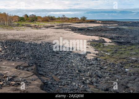 Paysage côtier de l'île de Santiago, Galapagos, Equateur. Banque D'Images