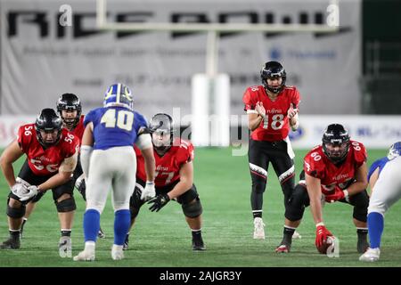 Le Tokyo Dome, Tokyo, Japon. 3 janvier, 2020. Tsubasa Takagi (), 3 janvier 2020 - Football américain : American Football Championnat du Japon 'bol de riz' entre frontières Fujitsu 38-14 de l'Université Kwansei Gakuin Fighters à Tokyo Dome, Tokyo, Japon. Tsukida Crédit : Jun/AFLO SPORT/Alamy Live News Banque D'Images