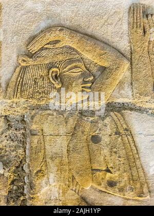 UNESCO World Heritage, Thèbes en Egypte, Assassif (partie de la vallée des Nobles), tombe de Pabasa. Un deuil. Banque D'Images