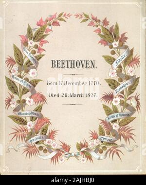 Frontispice pour carte de souhaits célébrant les œuvres de Ludwig von Beethoven 1770-1827 Banque D'Images