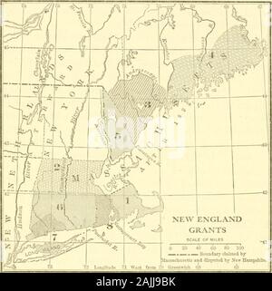 Une histoire américaine . occupés par le Maine. Voir Osgood, colonies,I, 119-127, 371-390. La province royale du Maine a été créé par Charles I,et Sir Ferdinando Gorges constitué seigneur propriétaire, en 1639. Il receivedthe côte à partir de la Piscataqua à la Kennebec et par cent andtwenty miles. Dans Thwaites, colonies, 151, est un bref résumé de son sys-tème de gouvernement. 2 La ligne du nord du Massachusetts a été décrit comme l'exécution de trois kilomètres northof Merrimac le fleuve. N que cela signifie trois milles au nord de l'embouchure ou threemiles au nord de la source ? S'il fallait pour ce dernier, un coup d'œil à la carte wifi Banque D'Images