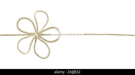 Corde de coton blanc en forme de fleur bow isolated on white Banque D'Images