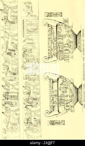 La cour ouverte . TllE Vase de Portland. Représentant le mariage. tnres THETIS OE. Plus tard, cependant, les illustrations montrent qu'elle accepte les theengagement avec Pélée prêt-ly, et l'artiste même représente 96 LA COUR, oriiN. Un mariage par correspondance. 97 son amour de Pélée dans son attiliide. montrant comment elle arrivalas ses tribunaux un mari bienvenue. La scène est représentée dans le calledPortland vase, l'une des plus belles pièces d'art qui hascome jusqu'à nous et est aujourd'hui conservé au British Museum. Un peu cupidon s'agite au-dessus de Thétis, et Nereus. Son père, watchesthe arrivée de Pélée. Un autre vase, Banque D'Images