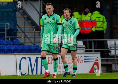 Cardiff, Royaume-Uni. 08Th Jan, 2020. McKirdy Harry de Carlisle United (R) célèbre après avoir marqué son deuxième but de côtés contre Cardiff City. L'unis en FA Cup, 3ème tour, Cardiff City v Carlisle Utd au Cardiff City Stadium samedi 4 janvier 2020. Ce droit ne peut être utilisé qu'à des fins rédactionnelles. Usage éditorial uniquement, licence requise pour un usage commercial. Aucune utilisation de pari, de jeux ou d'un seul club/ligue/dvd publications. pic de Lewis Mitchell/Andrew Orchard la photographie de sport/Alamy live news Crédit : Andrew Orchard la photographie de sport/Alamy Live News Banque D'Images