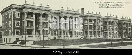 Ingénieur canadien . Appartements Colonade, Kansas City, Mo.Ventes & Marquis, couvreurs.J. McKecknie W., Architecte.. Pour plus d'appartements. Il^T COLONADE appartements à Kansas City, ?* ? Mo., illustré ci-joint, ont Barrett Specifica-tion des toits. Les propriétaires sélectionné ce type de toiture parce qu'theywanted tout d'abord le moins cher toit qui wouldgive une protection appropriée. En tant que spécification Barrett toiture depuis 20 ans et plus withoutcare ou l'attention et que son coût est inférieur à celui de tout autre revêtement de toiture permanent adjoint, ils n'ont commis aucune erreur sur ce point. Les propriétaires ont voulu faible annua Banque D'Images