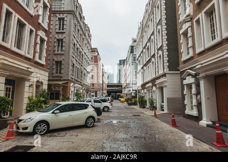 Un faux dans la rue de style européen "ville européenne", un immobilier à Bangkok Bang Kapi district, imitant l'architecture de l'Europe Banque D'Images