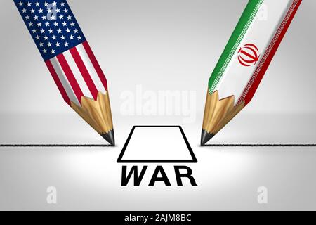 Crise de la guerre américaine de l'Iran que la guerre de l'armée américaine ou conflit de tension United States Moyen-Orient menace imminente d'un concept de risque comme un problème de sécurité en raison de Banque D'Images