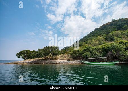 Vue sur le lac Kivu, Rwanda. Banque D'Images