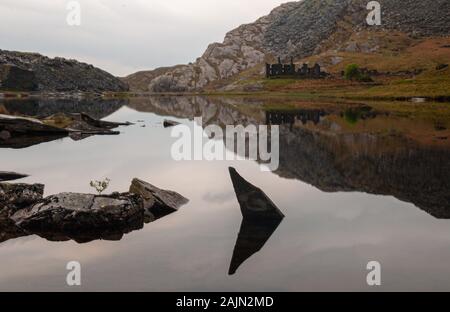 Ancienne mine d'ardoise fonctionnement à Blaenau Ffestiniog dans les montagnes de Snowdonia, le Nord du Pays de Galles. Banque D'Images