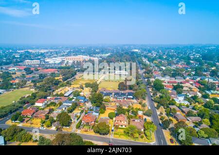 Vue aérienne de Frankston suburb dans le sud-est de Melbourne, Australie Banque D'Images