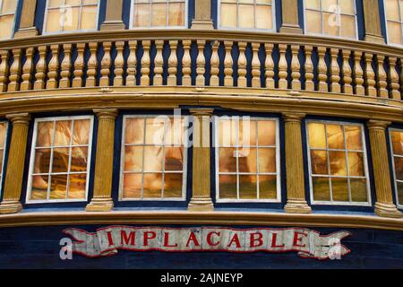 HMS Implacable, National Maritime Museum, Greenwich, Londres, Angleterre. Banque D'Images