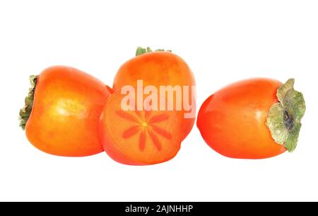 Douce riche en antioxydants kakis isolé sur fond blanc Banque D'Images