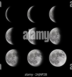 Phases de la lune de nouveau à plein Banque D'Images