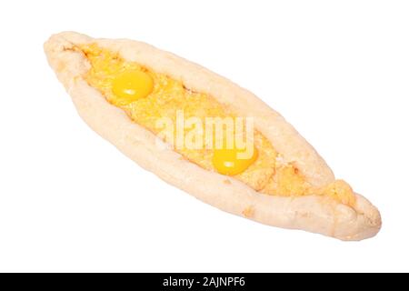 Khachapuri isoler, pain avec du fromage et des oeufs - plat national géorgien libre Banque D'Images