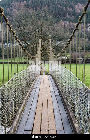 Le Pont Suspendu de sapeurs sur le Cownwy River dans le Nord du Pays de Galles Banque D'Images