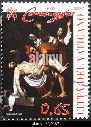 Chef-d'œuvre de Caravaggio sur le cachet de la Cité du Vatican Banque D'Images